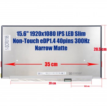 Laptop Monitor - Screen monitor for 15.6'' 1920X1080 IPS LED LCD Narrow Slim eDP 40pins 300Hz Matte (Ref. 1-SCR0196)