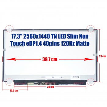 Laptop Monitor - Screen monitor for 17.3'' 2560×1440 TN LED LCD eDP 40pins 120Hz Matte (Ref. 1-SCR0202)