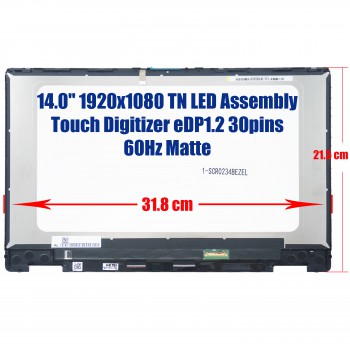 Laptop Screen monitor for 14.0" FHD 1920x1080 TN LCD SLIM eDP 30pins 60Hz with Touch Glossy ( SKU.1-SCR0234BEZEL )