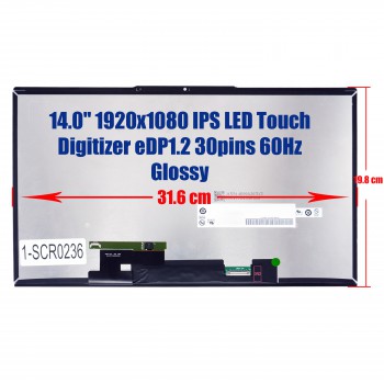 Laptop Monitor - Screen monitor for 14'' 1920×1080 LED LCD Slim Touch eDP 30pins 60Hz Glossy (Ref. 1-SCR0236)