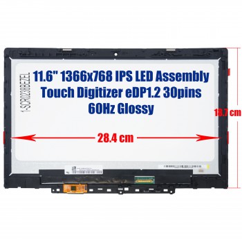 Laptop Screen monitor for 11.6" 1366x768 ADS LCD SLIM eDP 30pins 60Hz GLOSSY WITH BEZEL ( SKU.1-SCR0238BEZEL )