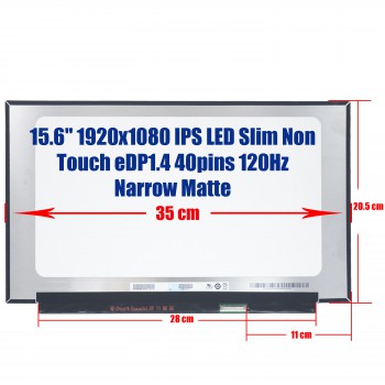 Laptop Screen monitor for LG 15.6" 1920x1080 IPS Led LCD Slim eDP 40pins 120Hz Matte ( SKU.1-SCR0251 )