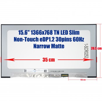 Laptop Monitor - Screen monitor for Dell Latitude 5500 N156BGA-E53 15.6'' 1366x768 HD TN 45% NTSC LED Slim eDP 30 pins 60Hz Narrow Matte ( Ref.1-SCR0252 )