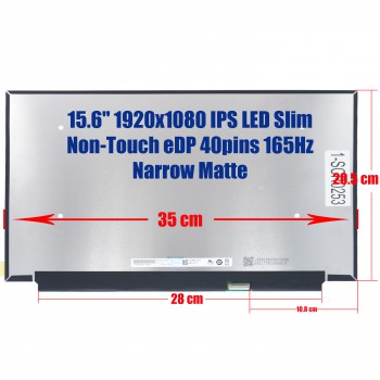 Laptop Monitor - Screen monitor for Dell G15 5510 5511 B156HAN12.1 15.6'' 1920x1080 FHD IPS 72% NTSC LED Slim eDP 40pins 165Hz Narrow Matte ( Ref.1-SCR0253 )
