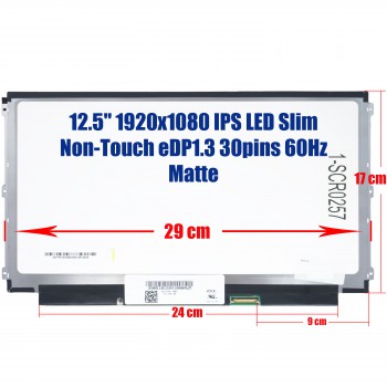 Laptop Monitor - Screen monitor for Dell Latitude E5270 E7250 E7270 NV125FHM-N62 12.5'' 1920x1080 FHD IPS 50% NTSC LED Slim eDP 30 pins 60Hz Matte ( Ref.1-SCR0257 )