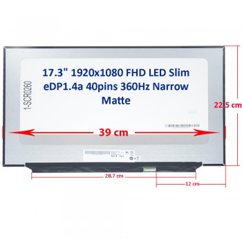 Laptop Monitor - Screen monitor for MSI GS76 Stealth 11UG-257US B173HAN05.1 B173HAN05.4 NE173FHM-NZ6 17.3'' 1920x1080 FHD AHVA 100% sRGB LED Slim Non Touch eDP1.4a 40pins Matte ( Ref.1-SCR0260 )