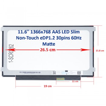 Laptop Monitor - Screen monitor for Dell Latitude 3120 N116BCA-EA1 CMN1138 TM70T 0TM70T 11.6'' 1366x768 WXGA AAS 45% NTSC LED Slim Non Touch eDP1.2 30pins 60Hz Matte ( Ref.1-SCR0262 )