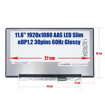 Laptop Monitor - Screen monitor for Lenovo Yoga 3-11 N116HSE-EBC 11.6'' 1920x1080 FHD AAS 50% NTSC LED Slim Non Touch eDP1.2 30pins 60Hz Glossy ( Ref.1-SCR0264 )