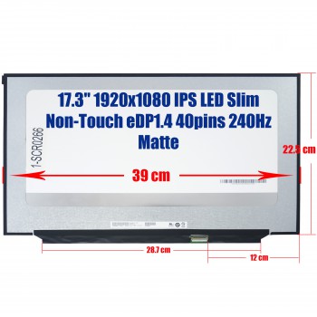 Laptop Monitor - Screen monitor for Asus GX701 GX701GWR NE173FHM-NZ2 B173HAN05.0 LQ173M1JW05 17.3'' 1920x1080 FHD AHVA 100% sRGB LED Slim Non Touch eDP1.4 40pins 240Hz Matte ( Ref.1-SCR0266 )