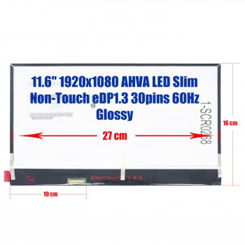 Laptop Screen - Screen monitor for Lenovo Helix 2 20CG 20CH Gen B116HAN03.3 11.6'' 1920x1080 FHD AHVA 52% NTSC LED Slim Non Touch eDP1.3 30pins 60Hz Glossy ( Ref.1-SCR0268 )