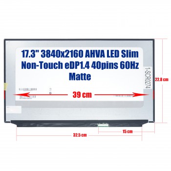Laptop Monitor - Screen monitor for Lenovo ThinkPad P17 Gen 2 B173ZAN03.0 17.3'' 3840x2160 UHD AHVA 100% Adobe RGB LED Slim Non Touch eDP1.4 40pins 60Hz Matte ( Ref.1-SCR0274 )