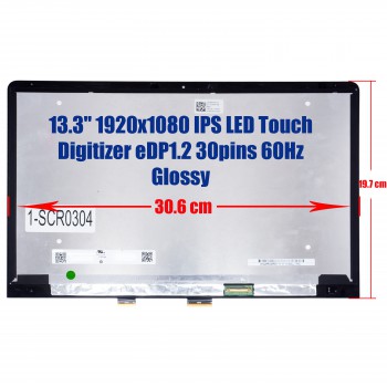 Laptop Monitor - Screen monitor for Asus ZenBook Flip S UX370 UX370UA ST133SN108BKF N133HCE-EN2 Touch Digitizer 13.3'' 1920x1080 FHD IPS LED 100% sRGB eDP1.2 30pins 60Hz Glossy ( Ref.1-SCR0304 )