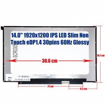 Laptop Monitor - Screen monitor for HP ENVY 14-eb0503TU 4V9S1PAR 4V9S1PA NE140WUM-N61 14.0'' 1920x1200 WUXGA IPS LED 72% NTSC Slim Non Touch eDP1.4 30pins 60Hz Matte ( Ref.1-SCR0305 )