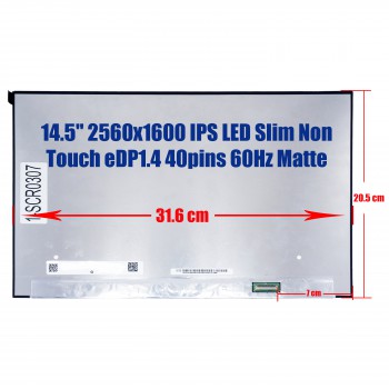 Laptop Monitor - Screen monitor for Dell Inspiron 7400 JGMG4 0JGMG4 N145GCG-GT1 14.5'' 2560x1600 WQXGA QHD+ IPS LED 72% NTSC Slim Non Touch eDP1.4 40pins 60Hz Matte ( Ref.1-SCR0307 )