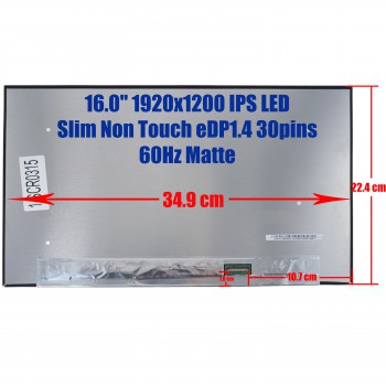 Laptop Screen monitor for HP EliteBook 660 G11 N160JCG-GT2 N160JCG-GT1 N160JCA-EEL 16.0'' 1920x1200 WUXGA IPS LED Slim Non Touch 72% NTSC 16:10 eDP1.4 30pins 60Hz Matte ( SKU.1-SCR0315 )