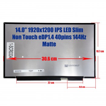 Laptop Screen - Screen monitor for B140UAN03.J B140UAN03.H HW0A FW1 14.0'' 1920x1200 WUXGA IPS LED Slim Non Touch 72% NTSC eDP1.4 40pins 144Hz Matte ( Ref.1-SCR0334 )
