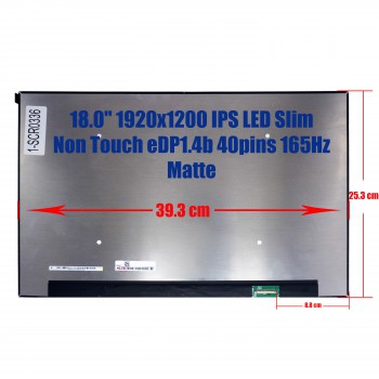 Laptop Monitor - Screen monitor for Asus ROG Strix G18 G814JZ NE180WUM-NY1 V8.0 18010-18000100 18.0'' 1920x1200 WUXGA IPS LED Slim Non Touch 72% NTSC eDP1.4b 40pins 165Hz Matte ( Ref.1-SCR0336 )