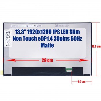 Laptop Monitor - Screen monitor B133UAN02.3 049NVT 13.3'' 1920x1200 WUXGA IPS LED Slim Non Touch 72% NTSC eDP1.4 30pins 60Hz Matte ( Ref.1-SCR0337 )