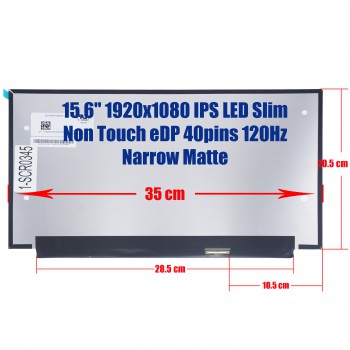 Laptop Monitor - Screen monitor for HP EliteBook 850 G5 L08936-ND1 L08936-ND2 15.6'' 1920x1080 FHD IPS LED Slim Non Touch 72% NTSC eDP 40pins 120Hz Matte ( Ref.1-SCR0345 )