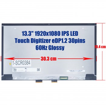 Laptop Monitor - Screen monitor for Asus ZenBook Flip UXF3000E UX363 UX363J UX363JA UX363E N133HCE-EN2 REV C1 Touch Digitizer 13.3'' 1920x1080 FHD IPS LED 72% NTSC eDP1.2 30pins 60Hz Glossy ( Ref.1-SCR0384 )