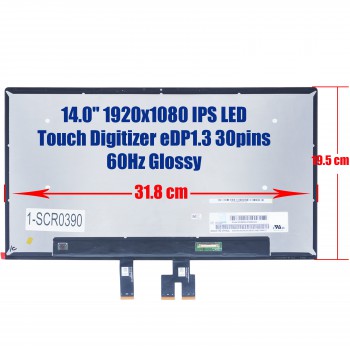Laptop Monitor - Screen monitor for Asus ZenBook Flip 14 UX463F UX463FA UX463FAC UX463FL UX463FLC NV140FHM-N63 Touch Digitizer 14.0'' 1920x1080 FHD IPS LED 72% NTSC eDP1.3 30pins 60Hz Glossy ( Ref.1-SCR0390 )