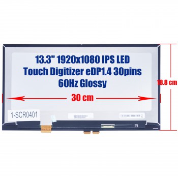 Laptop Screen - Screen monitor for Samsung Galaxy Book Flex 930QCG NP930QCG NT930QCG NE133FHM-A61 NE133FHM-N55 BA96-07809A BA96-07384B Touch Digitizer 13.3'' 1920x1080 FHD IPS LED eDP 30pins 60Hz Glossy ( Ref.1-SCR0401 )