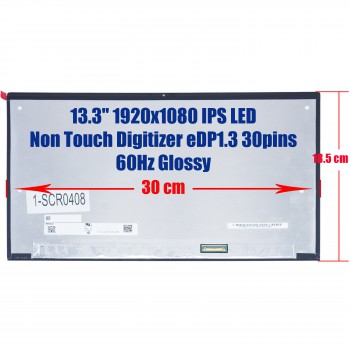 Laptop Monitor - Screen monitor for HP Envy 13T-BA000 8KD09AV 8KD10AV 8KD11AV 8KD12AV 8KD13AV 38Z51U8R 4N6N8U8R L96778-001 L96779-001 L96780-001 Non Touch Digitizer 13.3'' 1920x1080 FHD IPS LED eDP1.3 30pins 60Hz Glossy ( Ref.1-SCR0408 )