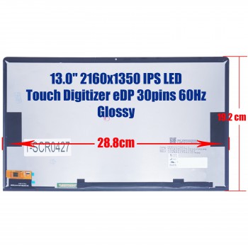 Laptop Screen - Screen monitor for Lenovo Yoga Pad Pro 2021 Yoga Tab 13 YT-K606 YT-K606F YT-K606M SD10X08075 5D10X08076 MND007ZA1-1 Touch Digitizer 13.0'' 2160x1350 WQHD IPS LED eDP 30pins 60Hz Glossy ( Ref.1-SCR0427 )