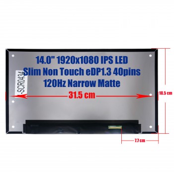 Laptop Monitor - Screen monitor M140NWF7 R2 14.0'' 1920x1080 FHD IPS LED Slim Non Touch 72% NTSC eDP1.3 40pins 120Hz Narrow Matte No Brackets ( Code 1-SCR0434 )