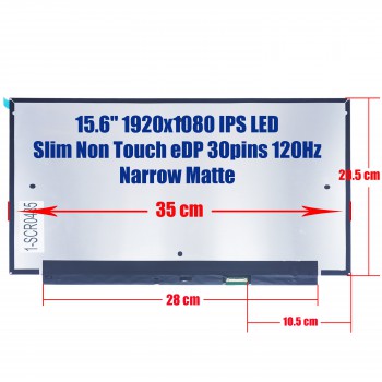Laptop Monitor - Screen monitor for HP EliteBook 850 G6 ProBook 455 G7 M156NVF6 R0 L49951-ND1 15.6'' 1920x1080 FHD IPS LED Slim Non Touch 72% NTSC eDP 30pins 120Hz Narrow Matte No Brackets ( Ref.1-SCR0435 )