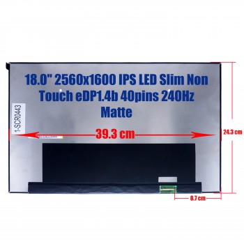 Laptop Monitor - Screen monitor for Asus G814JI G814JU NE180QDM-NZ2 V8.0 18010-18000000 18.0'' 2560x1600 WQXGA IPS LED Slim Non Touch 99% DCI-P3 eDP1.4b 40pins 240Hz Matte ( Ref.1-SCR0443 )