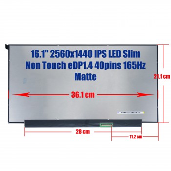 Laptop Monitor - Screen monitor for HP Omen 16-b1090ng Victus 16-e000 NE161QHM-NY1 NB300DDS 16.1'' 2560x1440 QHD IPS LED Slim Non Touch 72% NTSC eDP1.4 40pins 165Hz Matte ( Ref.1-SCR0446 )