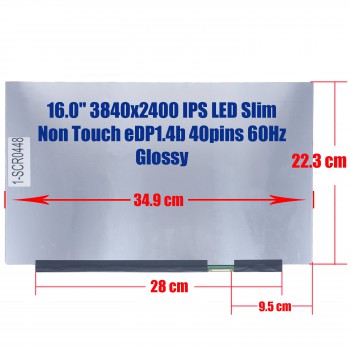Laptop Monitor - Screen monitor for Asus VivoBook 16X F1603ZA Pro 16X OLED N7600PC-L2026X ATNA60YV02-0 16.0'' 3840x2400 WQUXGA 4K IPS OLED Slim Non Touch 100% DCI-P3 eDP1.4b 40pins 60Hz Glossy ( Ref.1-SCR0448 )