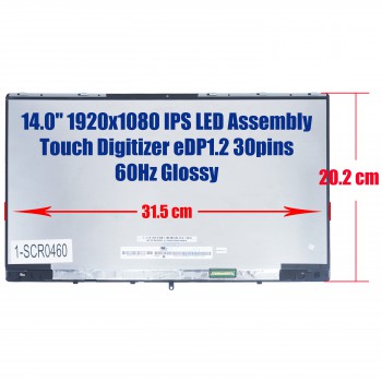 Laptop Monitor - Screen monitor for Lenovo IdeaPad 720S-14IKB 81BD 81BD0051AU 5D10M42880 ST50M55725 5D10N79821 5D10M42879 Assembly Touch Digitizer 14.0'' 1920x1080 FHD IPS LED eDP1.2 30pins 60Hz Glossy ( Ref.1-SCR0460 )