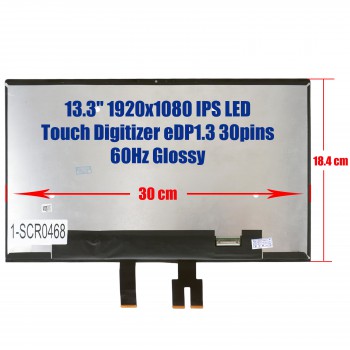 Laptop Screen - Screen monitor for Asus ZenBook Flip 13 UX362 UX362FA UX362FN Touch Digitizer 13.3'' 1920x1080 FHD IPS LED 72% NTSC eDP1.3 30pins 60Hz Glossy ( Ref.1-SCR0468 )