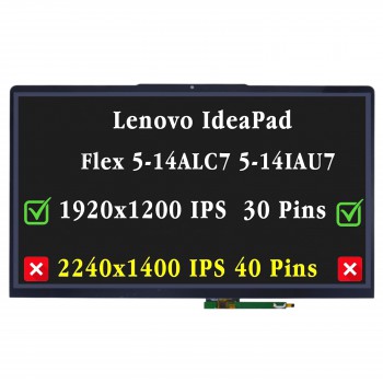 Laptop Screen monitor for Lenovo IdeaPad Flex 5 14ALC7 14IAU7 5D10S39785 5D10S39786 Touch Digitizer 14.0'' 1920x1200 WUXGA IPS LED 45% NTSC eDP1.2 30pins 60Hz Glossy ( SKU.1-SCR0472 )