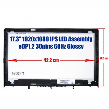 Laptop Screen - Screen monitor for Lenovo Y700 Y700-17ISK 80Q0 5D10J35750 5D10K37624 Assembly Non Touch 17.3'' 1920x1080 FHD IPS LED 72% NTSC eDP1.2 30pins 60Hz Glossy ( Ref.1-SCR0474 )