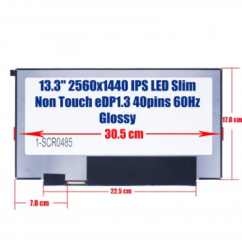 Laptop Screen monitor for Acer Aspire R13 R7-371 R7-371T R7-372 T-59GR S7 LQ133T1JW02 13.3'' 2560x1440 Quad-HD IPS 71% NTSC LED Slim Non Touch eDP1.3 40pins 60Hz Glossy ( SKU.1-SCR0485 )