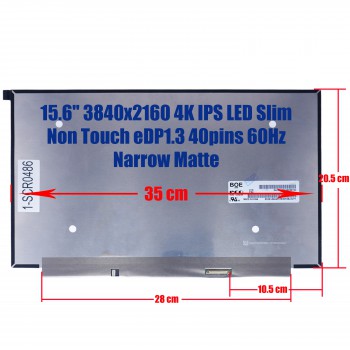 Laptop Screen monitor for Lenovo ThinkPad P53s 20N6 20N7 01YN138 NE156QUM-N66 V3.0 15.6'' 3840x2160 UHD 4K IPS 72% NTSC LED Slim Non Touch eDP1.3 40pins 60Hz Narrow Matte ( SKU.1-SCR0486 )