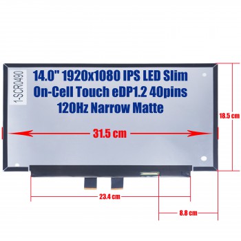 Laptop Screen monitor for HP EliteBook 840 G5 R140NVF7 R3 L40889-001 L18961-N91 14.0'' 1920x1080 FHD IPS LED Slim On-Cell Touch eDP1.2 40pins 120Hz Narrow Matte ( SKU.1-SCR0490 )