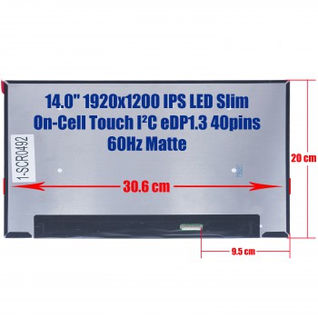 Laptop Screen monitor LP140WUA SPB1 14.0'' 1920x1200 WUXGA IPS LED Slim On-Cell Touch I²C eDP1.3 40pins 60Hz Matte ( SKU.1-SCR0492 )
