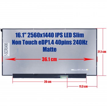 Laptop Screen monitor for HP OMEN 16-WF NE161QHM-NZ1 N26435-LQ1 N44828-001 16.1" 2560x1440 Quad-HD IPS 72% NTSC LED Slim Non Touch eDP1.4 40pins 240Hz Matte ( SKU.1-SCR0496 )