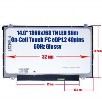 Laptop Screen monitor for HP Chromebook 14-DB 14-db0025nr NT140WHM-T01 V8.0 L46553-001 14.0" 1366x768 HD WXGA LED TN 45% NTSC Slim On-Cell Touch I²C eDP1.2 40pins 60Hz Glossy ( SKU.1-SCR0504 )