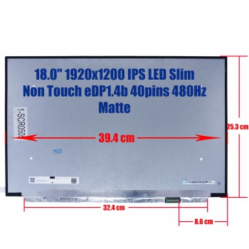 Laptop Screen monitor for Dell Alienware m18 R2 m18 R1 DN9CJ 0DN9CJ N180JME-GAA 18.0'' 1920x1200 WUXGA FHD+ LED IPS 45% NTSC Slim Non Touch eDP1.4b 40pins 480Hz Matte ( SKU.1-SCR0505 )