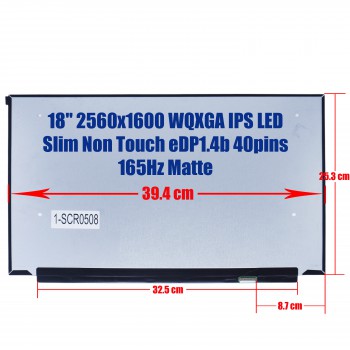Laptop Screen monitor for Dell Alienware M18 R2 LP180WQG-SPB1 18'' 2560x1600 WQXGA IPS LED Slim Non Touch 96% NTSC eDP1.4b 40pins 165Hz Matte ( SKU.1-SCR0508 )