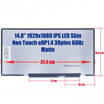 Laptop Screen monitor for Lenovo IdeaPad 5 14IIL05 81YHCTO1WW 82FECTO1WW B140HAN06.8 5D10W69523 5D10W69926 5D10W69935 LED IPS 72% NTSC Slim Non Touch eDP1.4 30pins 60Hz Matte ( SKU.1-SCR0511 )