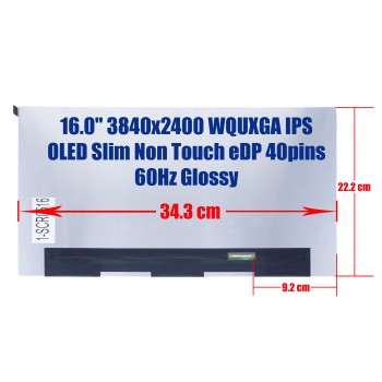 Laptop Screen monitor for Lenovo ThinkPad Z16 Gen 1 Type 21D4 21D5 Gen 2 Type 21JX 21JY ATNA60YV04-0 5D10V82418 16.0'' 3840x2400 WQUXGA 4K IPS OLED Slim Non Touch 100% DCI-P3  eDP 40pins 60Hz Glossy ( SKU.1-SCR0516 )