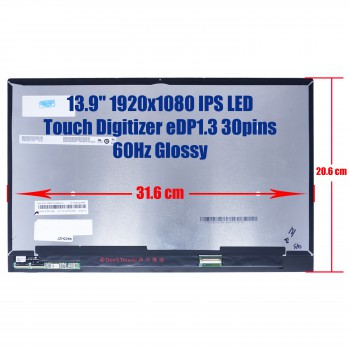Laptop Screen monitor for Lenovo Ideapad Yoga 920-13IKB Flex Pro-13IKB 5D10P54228 B139HAN03.0 Touch Digitizer 13.9" 1920x1080 FHD IPS LED 72% NTSC eDP1.3 30pins 60Hz Glossy ( SKU.1-SCR0531 )
