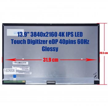 Laptop Screen monitor for Lenovo Yoga C930-13IKB 81C 5D10S73320 5D10S73331 LP139UD1(SP)(C2) Touch Digitizer 13.9" 3840x2160 UHD 4K IPS LED 75% NTSC eDP 40pins 60Hz Glossy ( SKU.1-SCR0536 )