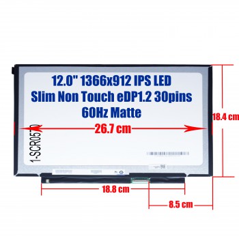Laptop Screen monitor for Acer Chromebook 712 C871 C871T B120XAN01.0 N120ACA-EA1 12.0'' 1366x912 HD+ IPS LED Slim Non Touch 50% NTSC eDP1.2 30pins 60Hz Matte ( SKU.1-SCR0570 )